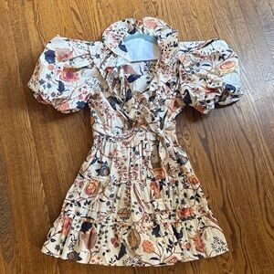 Ulla Johnson Cream Floral Mini Dress